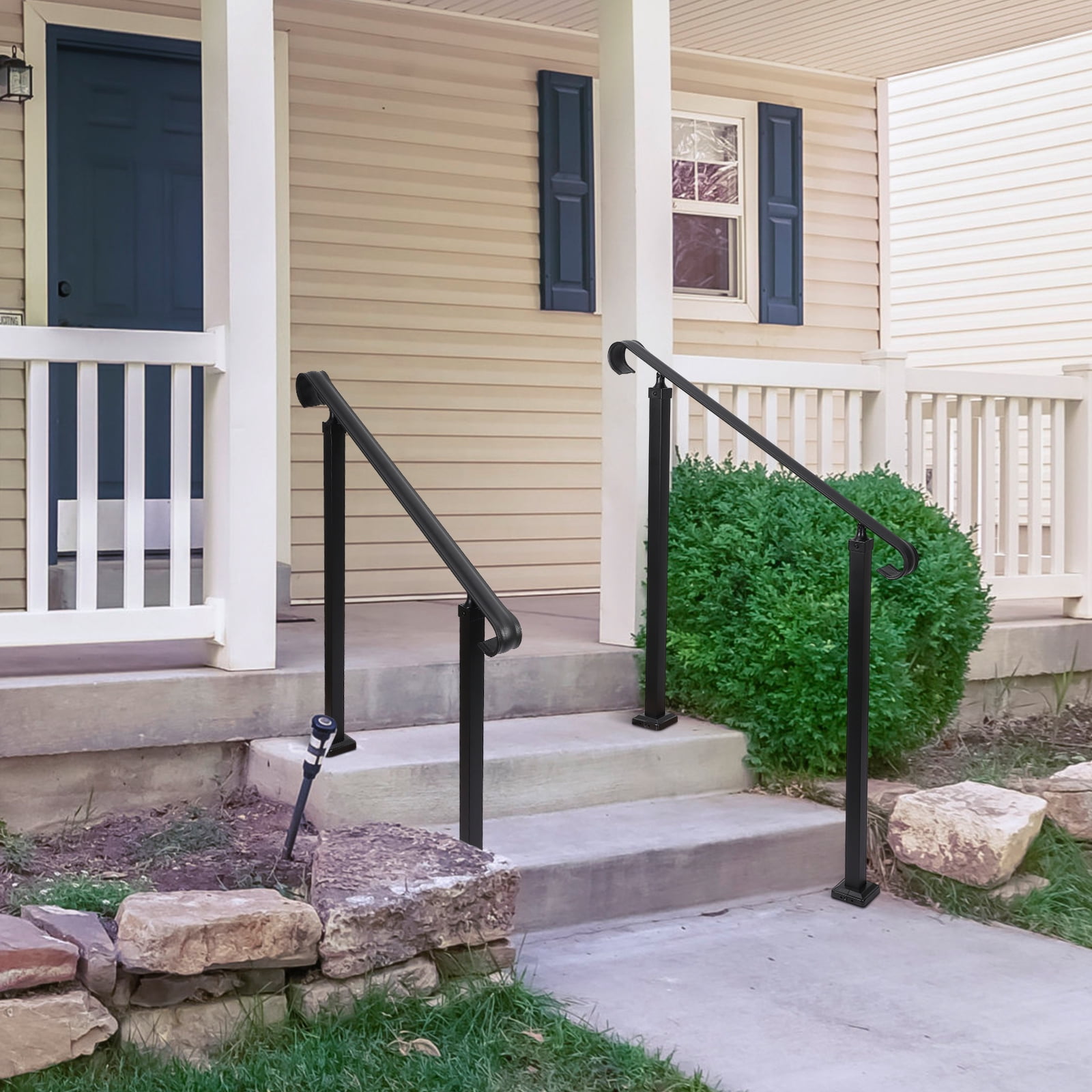 Leeten 3 Step Stairs Handrails for Outdoor Steps for Older and Disabled, with Installation Kit