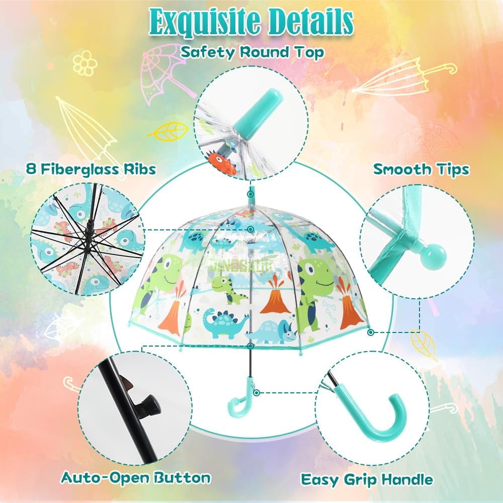 Kids Umbrella for Girls & Boys Toddler Childrens Clear Bubble Umbrella for Kids Small Durable Kids Umbrellas for Rain Outdoor