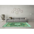 thumbnail image 3 of Ahgly Company Machine Washable Indoor Rectangle Abstract Turquoise Blue Modern Area Rugs, 8' x 12', 3 of 4