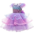 thumbnail image 6 of Girls Mermaid Princess Dress Ruffles Halloween Christmas Wedding Outfit, 6 of 7