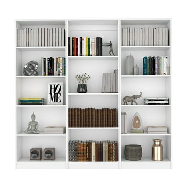 DeeHome Blende 3 Piece Living Room Set with 3 Bookcases, White