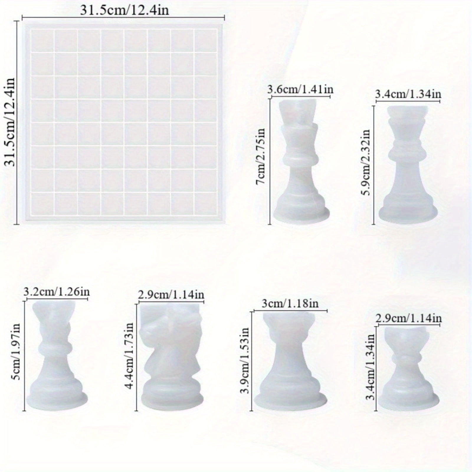 18Pcs/Set Chess Resin Molds, Epoxy Resin Chess Set Molds, Containing 16 Pieces Chess Checkers and Chess Board Epoxy Silicone Molds, Resin Casting Molds for DIY Chess Board Making