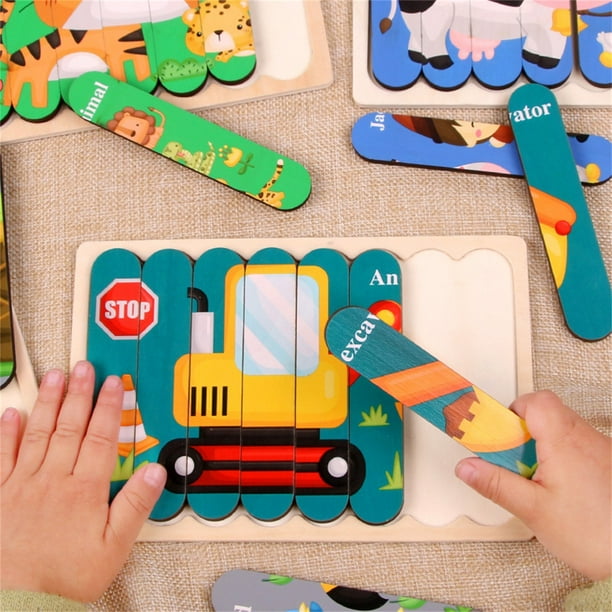 Shulemin Puzzles Toys Cartoon Design Early Learning Wooden Young