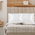 thumbnail image 4 of PiccoCasa 2Pcs Satin Ruffled Pillowcase White Queen, 4 of 7