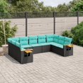 thumbnail image 1 of vidaXL 9 Piece Garden Sofa Set with Cushions Black Poly Rattan, 1 of 5