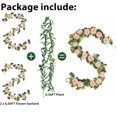 thumbnail image 3 of 3 Pack Artificial Flower Garland Fake Rose Vine with Seeded Eucalyptus Leaves, Artificial Flowers Hanging Rose Ivy Garland for Room Wall Decor Wedding Party Arch Decoration(Champagne), 3 of 5