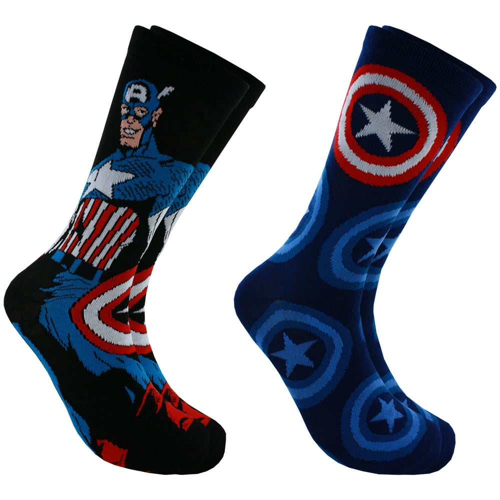 HYP Hyp Marvel Captain America Pose Men�s Crew Socks 2 HYP Hyp Marvel Captain America Pose Men�s Crew Socks 2