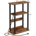 thumbnail image 3 of Narrow Side Table with Charging Station, 2 Set of Skinny End Table for Small Spaces, Sofa Beside Table with Storage Shelf, Slim Nightstand with USB Ports Outlet, Rustic and Brown, 3 of 6