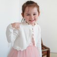 thumbnail image 5 of CPNG Toddler Girls Knit Open Front Shrug Long Sleeve Lace Bolero Cardigan Sweater Kids Cute Shawl Jacket with Button Closure Dress Cover Up Streewear, 5 of 9