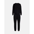 thumbnail image 5 of Joyspun Women's Fleece Lounge and Sleep Pajama Set, 2-Piece Crewneck Top and Joggers, Black Soot, Sizes XS-3X, 5 of 5