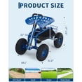 thumbnail image 3 of Chariot de Jardin Roulant avec Siège, Siège de Travail de Jardinage Robuste 400 Lb avec Roues, Rotation à 360° et Hauteur Réglable, Poignée de Direction Extensible, Panier de Rangement et Plateau pour Adulte, Aînés, 3 of 8