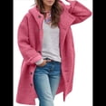 thumbnail image 2 of Women'S Winter Single-Breasted Long Hooded Casual Windbreaker Jacket Rose Red XXL, 2 of 6