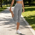 thumbnail image 5 of JnLxul Workout Pants for Women High Waisted Capri Leggings Stretchy Slim Fitting Tight Capris Gym Yoga Pants Trendy(X-Large,Gray), 5 of 6