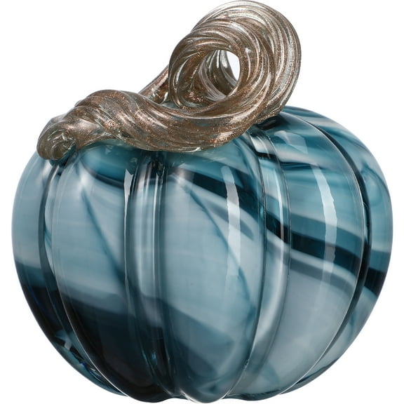 Pawsdot Blue Glass Pumpkin Ornament Tabletop Decor with Fine Workmanship for Home