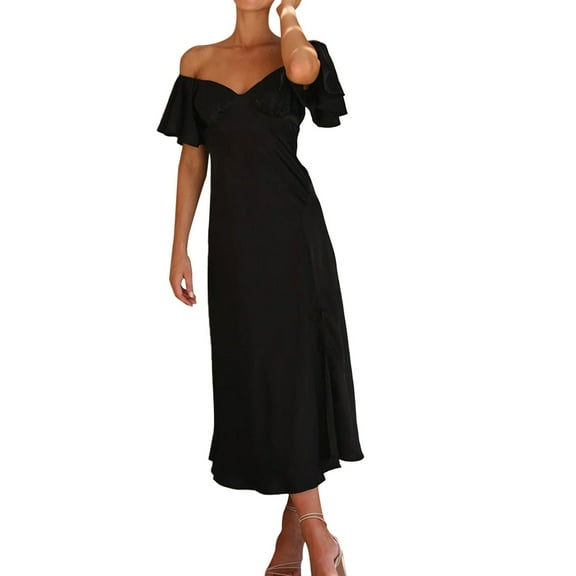 Sngxgn Womens Square Neck Long Sleeve Soft Lounge Long Dress Fall Casual Ribbed Bodycon Maxi Dresses(Black,XL)