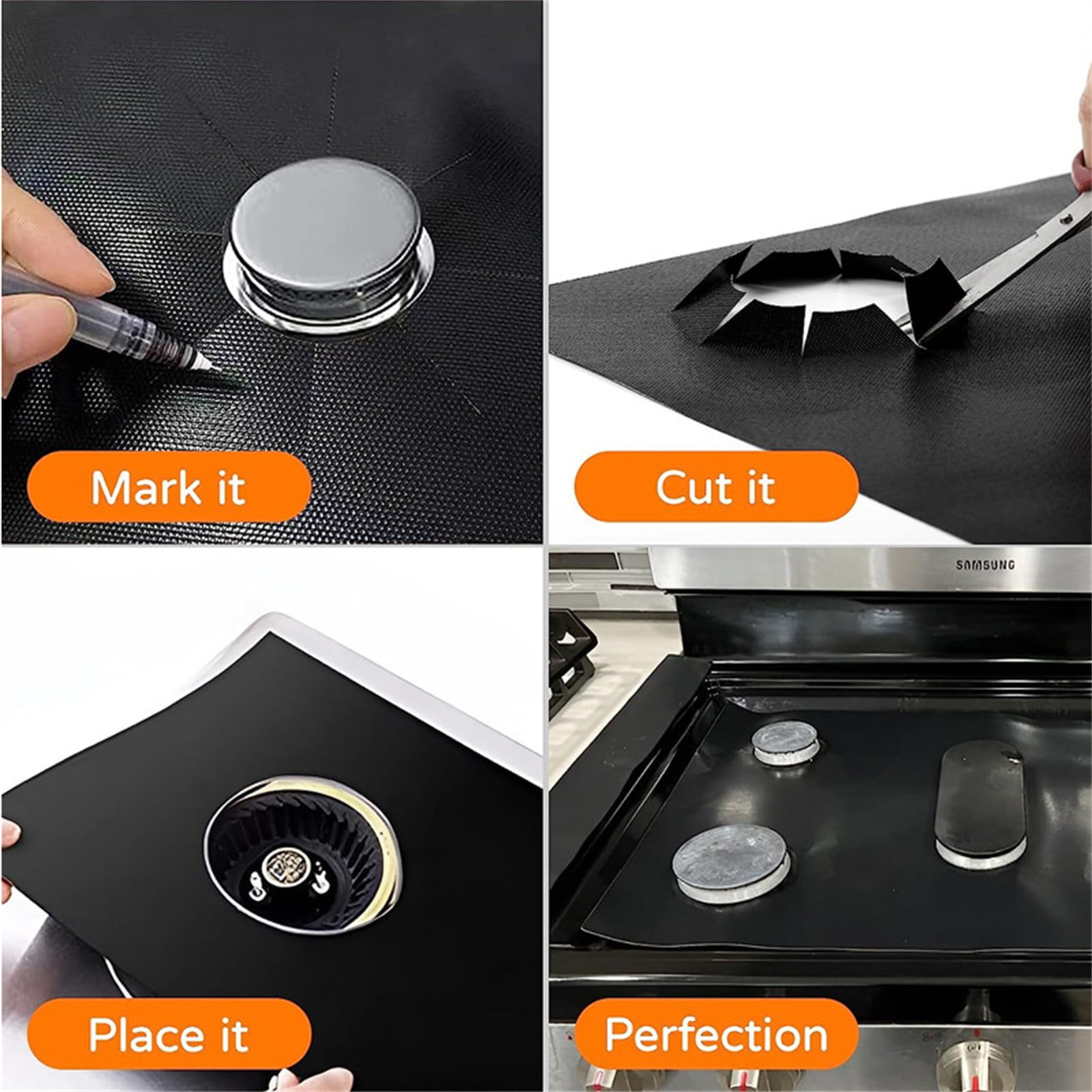 MOPOOR Stove Guard Stove Top Protector Non Stick Reusable Stove Burner Liners Compatible with Gas Electric Stove Range Reusable, Non-Stick, Fast Clean Liners for Kitchen/Cooking