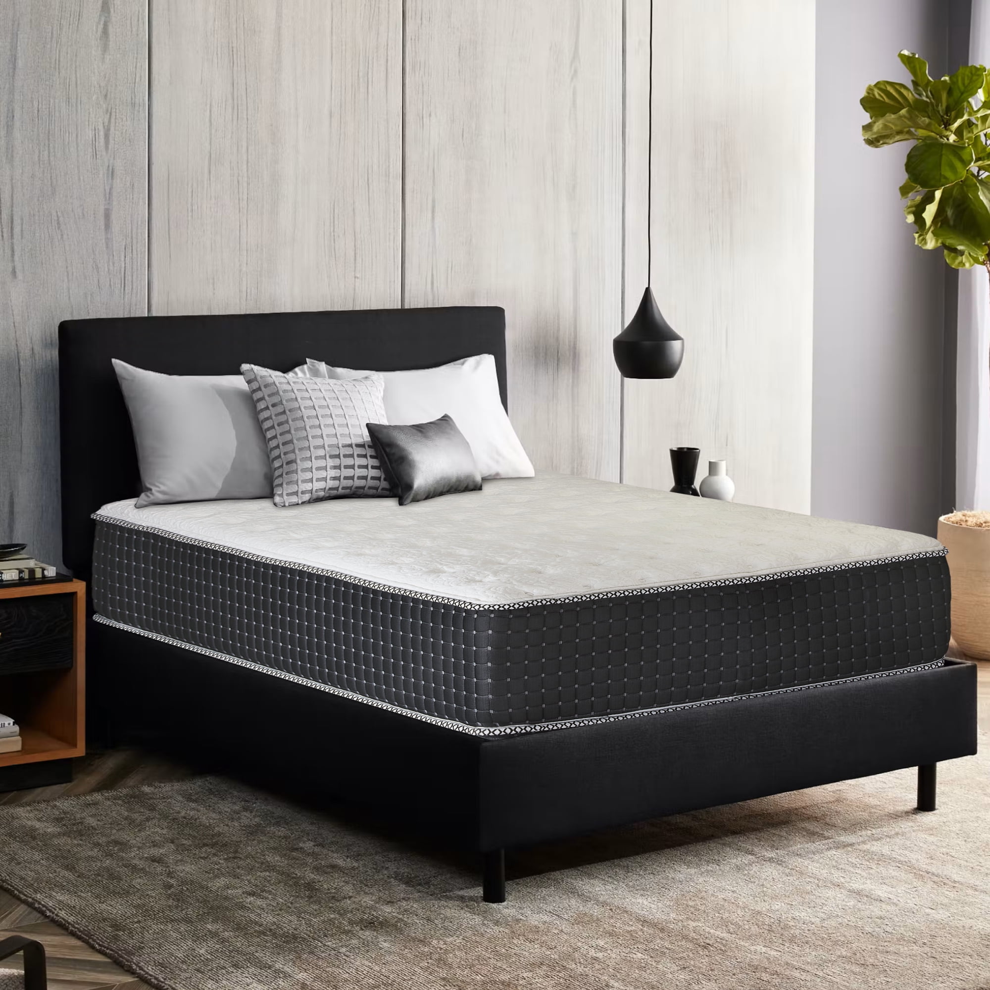 Continental Sleep, 14" Firm Hybrid Mattress-w/Heavy Damask Fabric, Pocket Coils for Motion Isolation, Pressure Relief & Cooling-Reinforced Edges, H/D Foam Base, 2" Soft Quilted Top, Queen