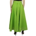 thumbnail image 1 of Bimba Jupe Verte en Coton pour Femme, Motif Gota Patti, Taille à Cordon et Franges - L, 1 of 5