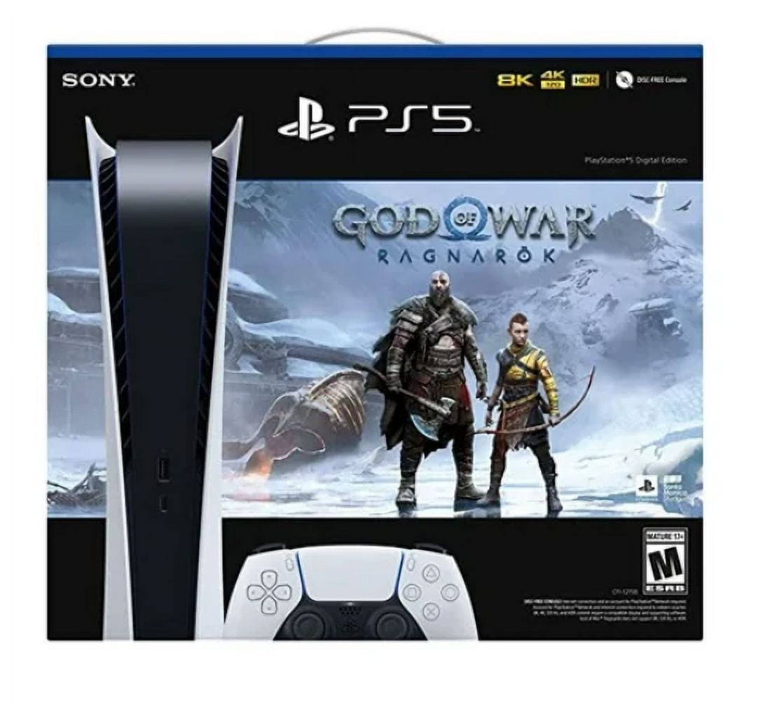 Sony PlayStation_PS5 Video Game Console (Digital Edition) with God of War (GOW) Ragnarök Bundle