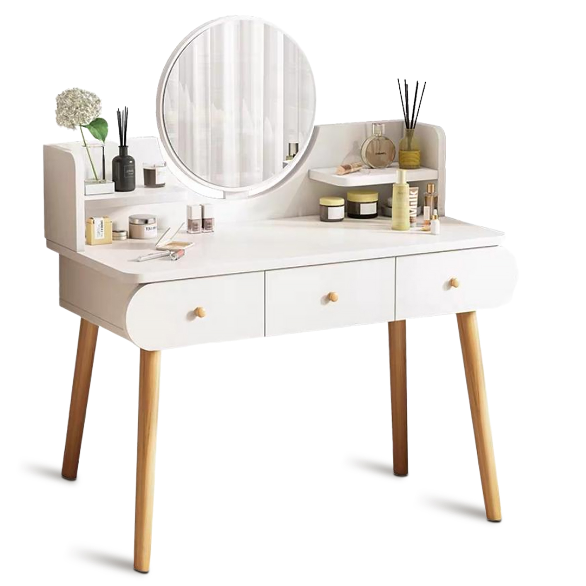 COMEONROA Modern Vanity Table with Mirror, White Makeup Vanity Dressing 