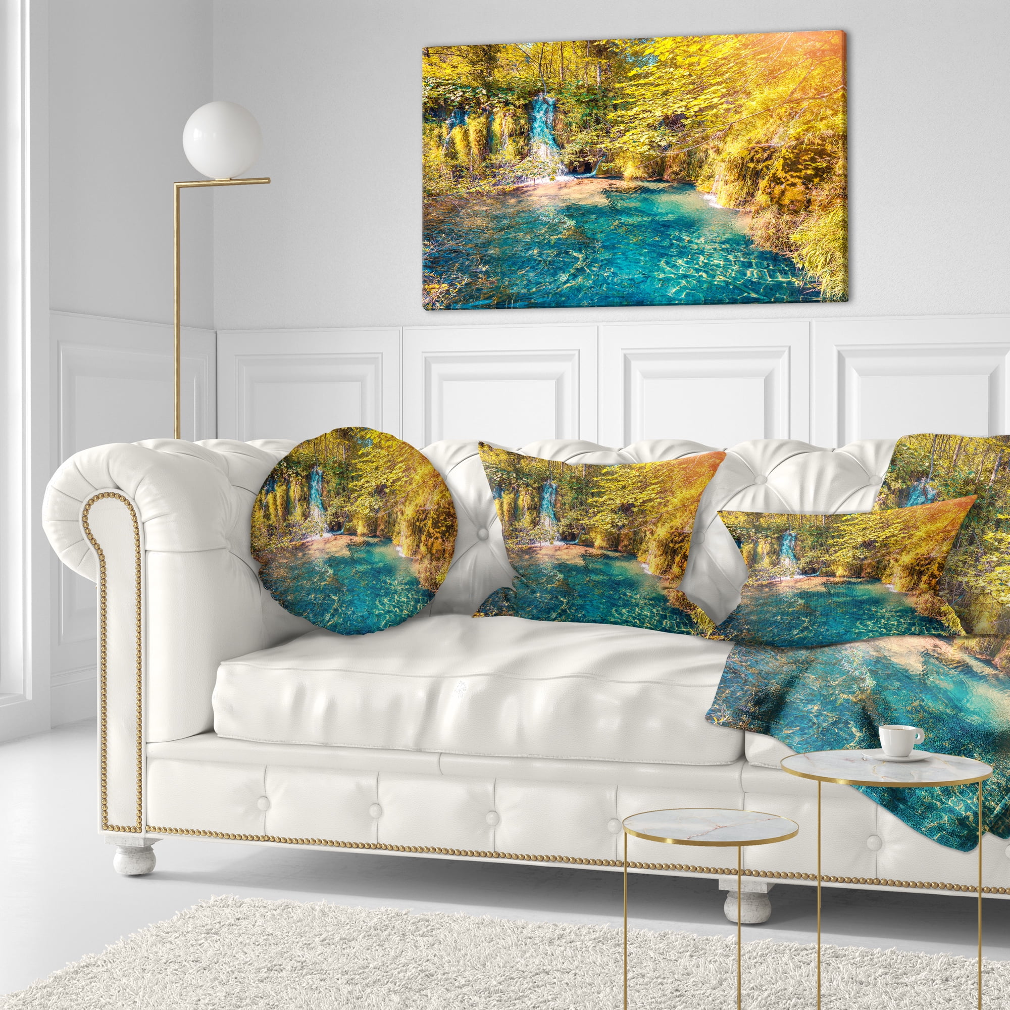 Designart Plitvice Lakes National Park - Landscape Printed Throw Pillow - 12x20