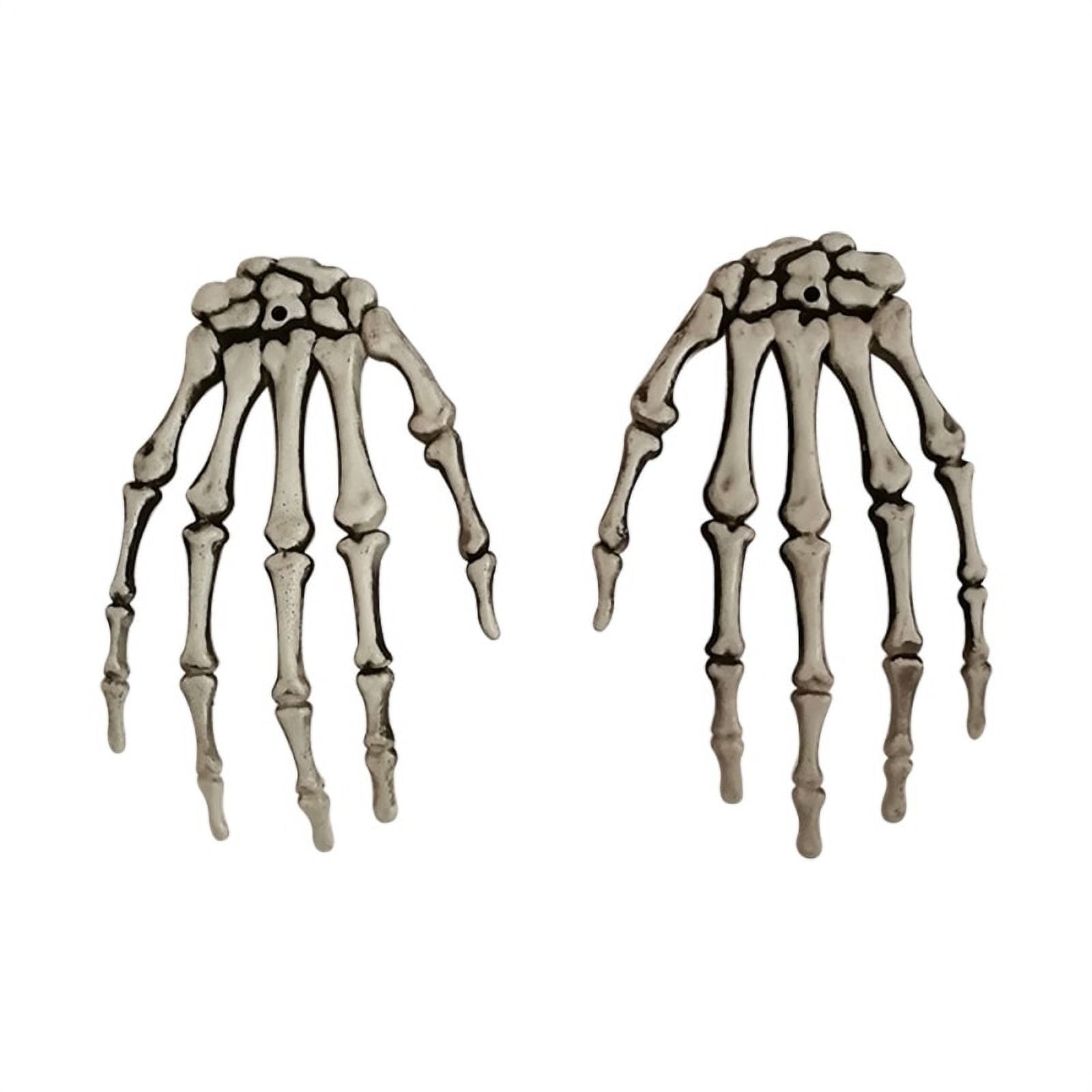 2pcs/set Men's White Skull Hands Ground Insert And Bone Claw Halloween  Decoration Haunted House Dressing Room Props