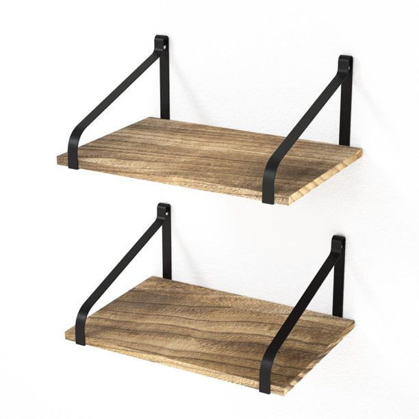 Zimtown 16 5 Wood Floating Shelves, Wall Mounted Wooden Shelves With Doors
