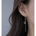 thumbnail image 7 of Solid 925 Sterling Silver Love Heart Chain Dangle Earrings Drops for Women Teens Heart Tassel Dangle Earrings Threader, 7 of 7