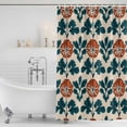 thumbnail image 3 of Xipuska Orange Green Botanical Art Shower Curtain - Water Repellent Fabric Shower Curtains Washable, Summer Greenery Floral Decorative Polyester Cloth Bathroom Curtains Modern Bath Decor 36"x72", 3 of 6