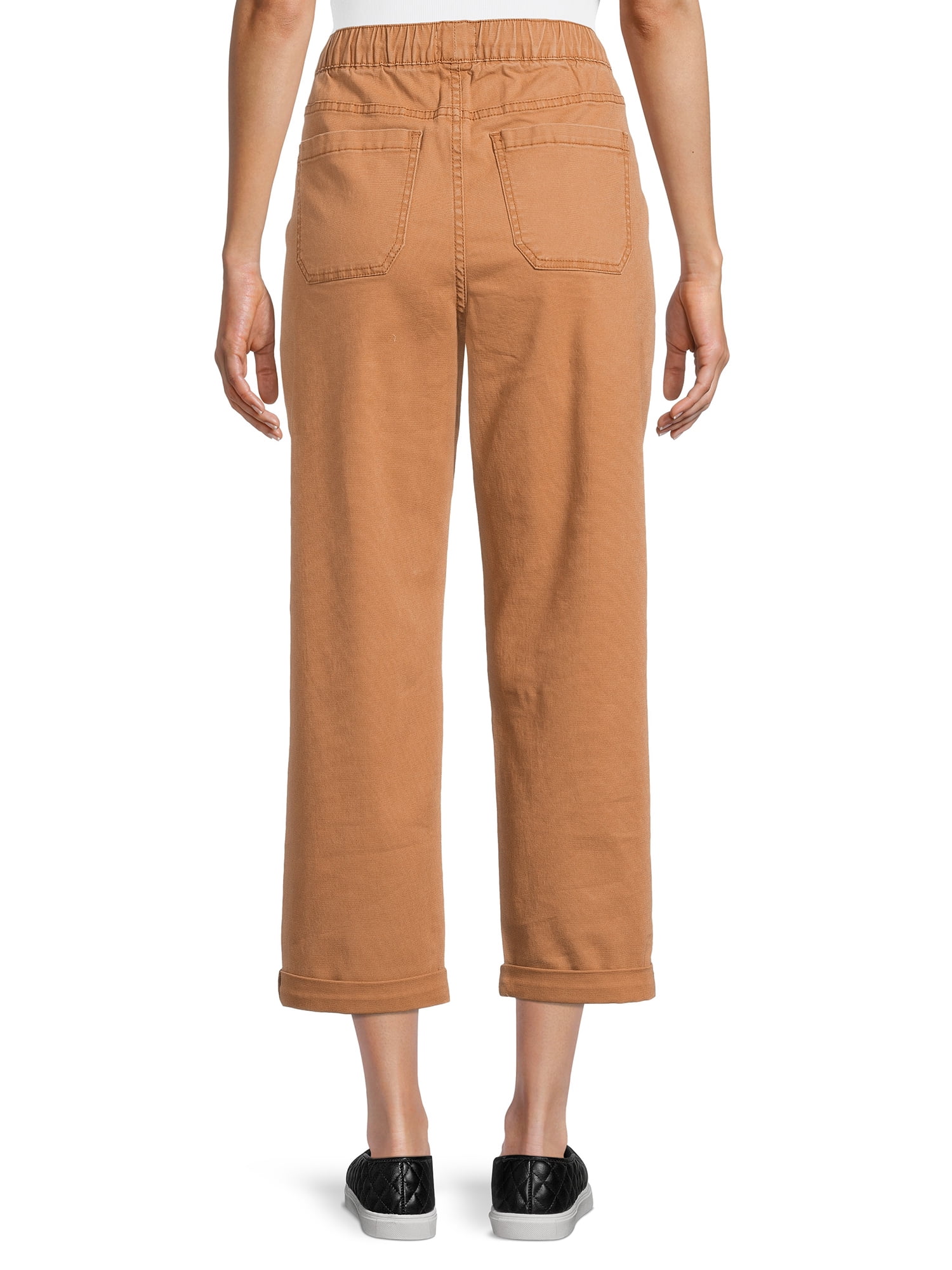 Time and Tru Women's High Rise Relaxed Fit Cropped Utility Pants
