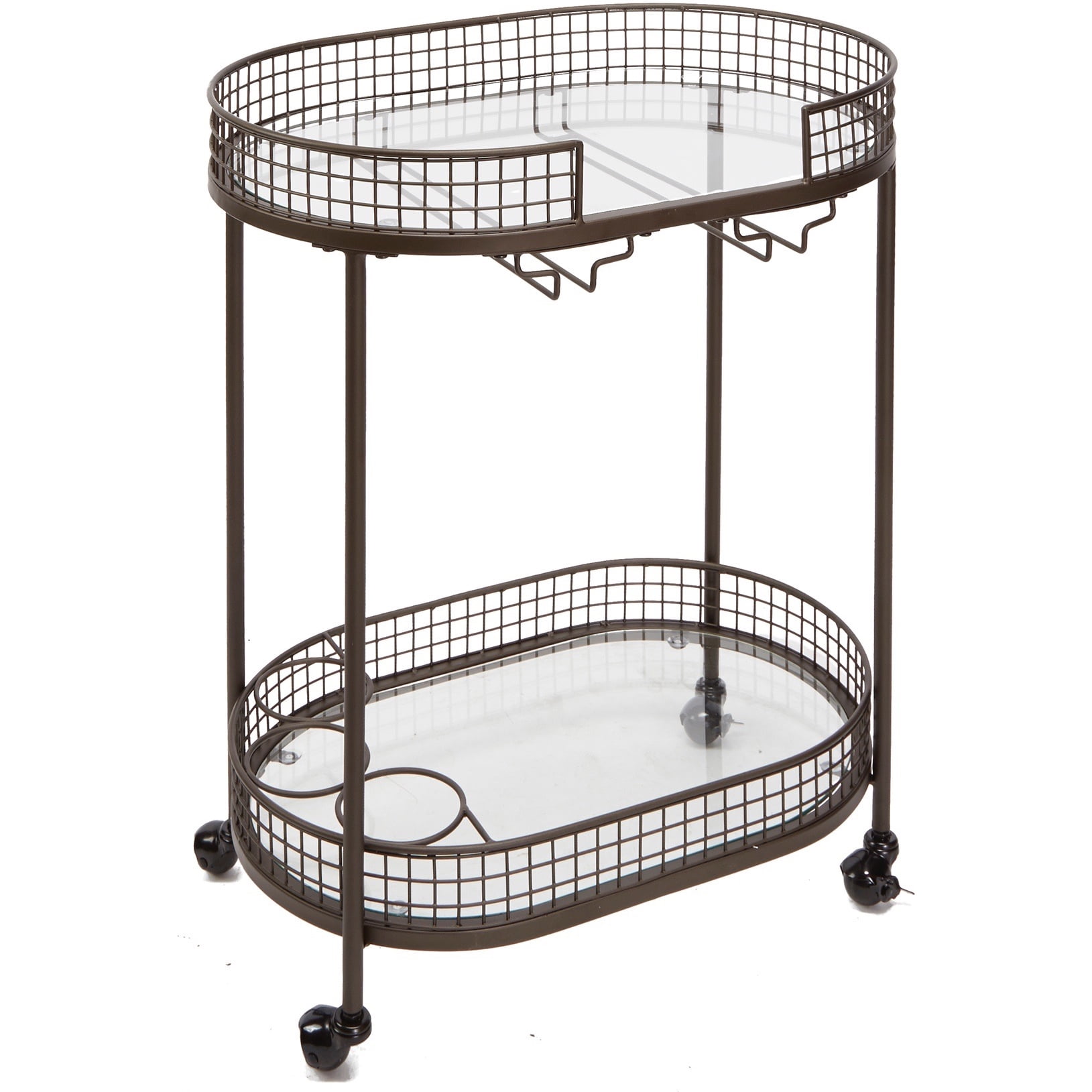 Better Homes & Gardens Avery Rolling Black Metal Oval Shape Mesh Side