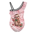 thumbnail image 5 of Uorisanigo Kids One Piece Bathing Suits for Girls Size 9-10 Ruffle Shoulder Athletic Practice Suit with Adjustable Strap Quick Dry Outdoor Swimming Swimwear, Koala Strawberry, 5 of 7