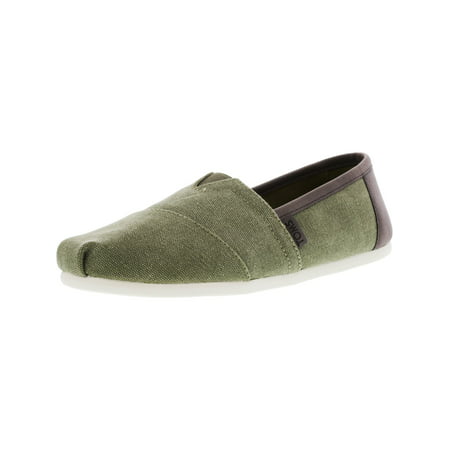 Toms Men's Classic Washed Canvas Olive Trim Ankle-High Slip-On Shoes - 10M