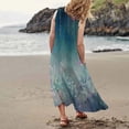 thumbnail image 3 of Vestido informal largo de verano con cuello redondo y rayas degradadas para mujer, 3 of 6