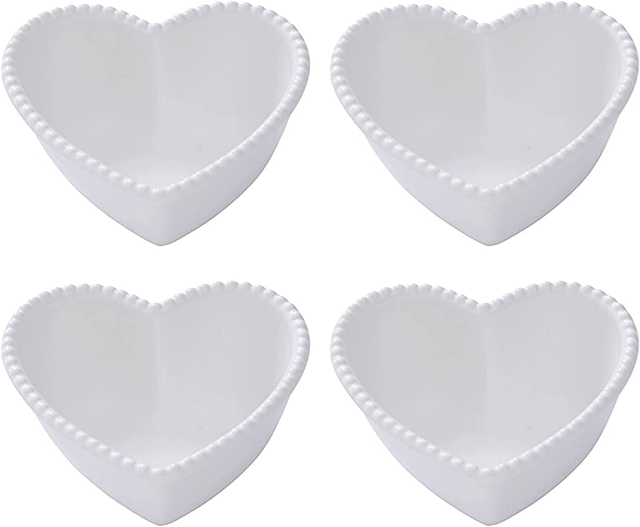 DabuLiu Ceramic HeartShaped Pudding Bowls with Beads Edge Baked Bowls