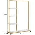 thumbnail image 7 of EastVita Modern Garment Rack on Wheels Gold Clothing Rack with 4- Tier Shelves Clothes Display Racks for Bedroom, Boutique, Cloth Store Metal Pipe Hanging Rack, 7 of 7