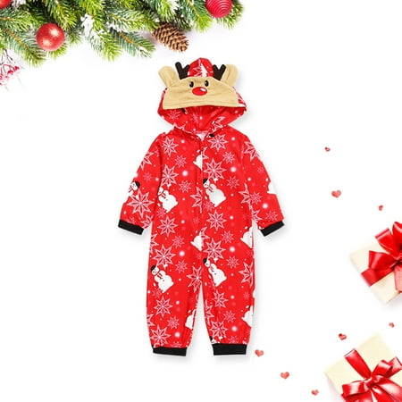

Baby Boy Snowman Hood Romper Jumpsuit Family Pajamas Sleepwear Christmas Outfit