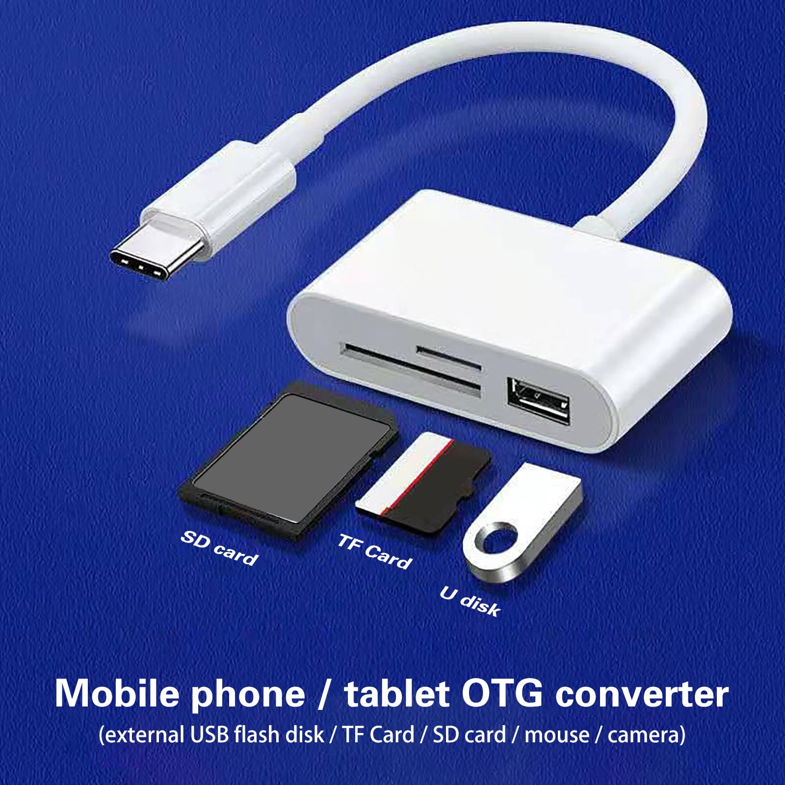 Type C SD Card Reader Adapter, Fermoved Type C Micro SD TF Card Reader Adapter, 3 in 1 USB C to USB Camera Memory Card Reader Adapter for New Pad Pro MacBook Pro and More UBC C Devices