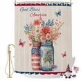 thumbnail image 2 of Independence Day Shower Curtain, 72" x 72", Flowers Butterfly Red Blue Waterproof Bathroom Curtain Washable Shower Curtain Set with 12 Hooks, 2 of 9