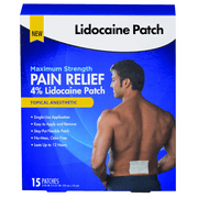 HealthWise Maximum Strength Pain Relief 4% Lidocaine Patch, 15 Count, Dustmop-399