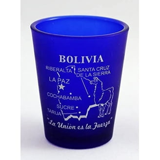 Uruguay Cobalt Blue Frosted Shot Glass - 2.5" Tall Souvenir Collectible