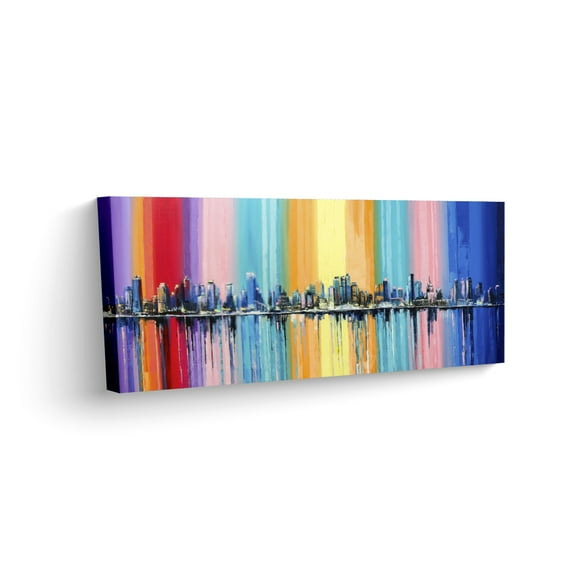 Cuadro decorativo Maxigráfica Shop Ciudad en Colores Moderno Tela 100% Algodón Cuadro Ciudad Paisaje