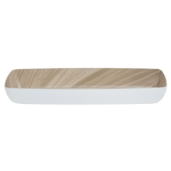 HUBERT® Serving Bowl Wood-Look White Melamine with Light Wood Inside - 20 7/8 L x 6 2/3 W x 3" H