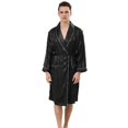thumbnail image 2 of AOMPMSDX Mens Pajama Sets Male Robe Satin Bathrobe With Shorts Set Wide Striped Jacquard Silky Kimono Robe Black Lounge Sets For Men XL, 2 of 4
