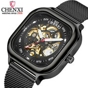 Chenxi Brand Top Mechanical Wristwatch Square Mesh Band Black Automatic Watch Waterproof Business Design For Man Clock - Mechanical Wristwatches