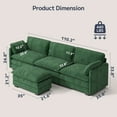 thumbnail image 3 of Asofer 110.2" L Shaped Sofa Couch, Modular Comfy Chenille Deep Seat Sofa with Movable Ottoman for Living Room, Apartment, Green, 3 of 12