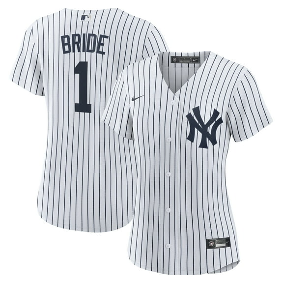 Women's-Nike White New York Yankees #1 Bride Home Replica Jersey