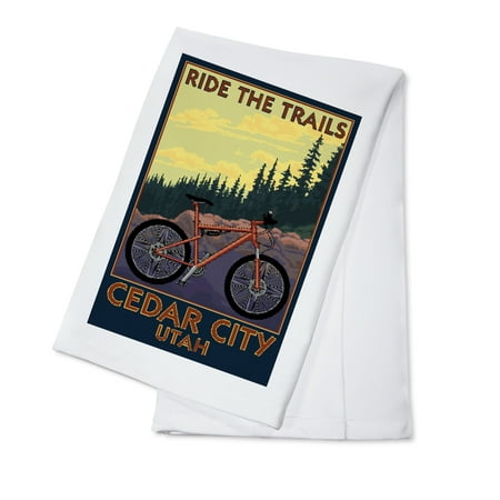 Cedar City, Utah - Mountain Bike Scene - Ride the Trails - Lantern Press Artwork (100% Cotton Kitchen (Best Bike For City And Trail Riding)