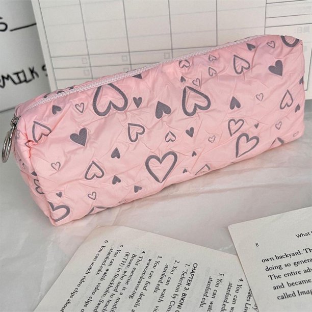 Estuche de Tela de Gran Capacidad | Suave y Elegante | Organizador de Material Escolar | Tela Rosa | 20,5 X 8 X 5 Cm | Ligero | Ideal para Guardar Maquillaje y Joyas | 1 Estuche para Lápices