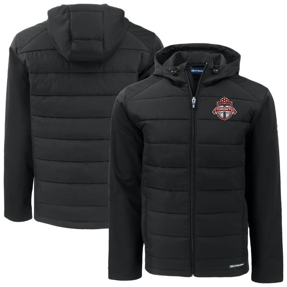 Men's Cutter & Buck Black Toronto FC Big & Tall Evoke Hybrid Eco Softshell Recycled Full-Zip Hoodie Jacket